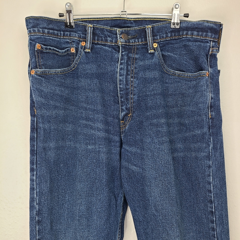 Levi's 505 Jeans Straight Leg Dark Blue Denim Wash Size 36 x 30 - Picture 3 of 11